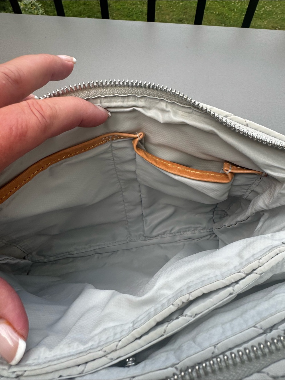 MZ Wallace Quilted Light Gray Pippa Chain Strap Crossbody - Picture 10 of 14